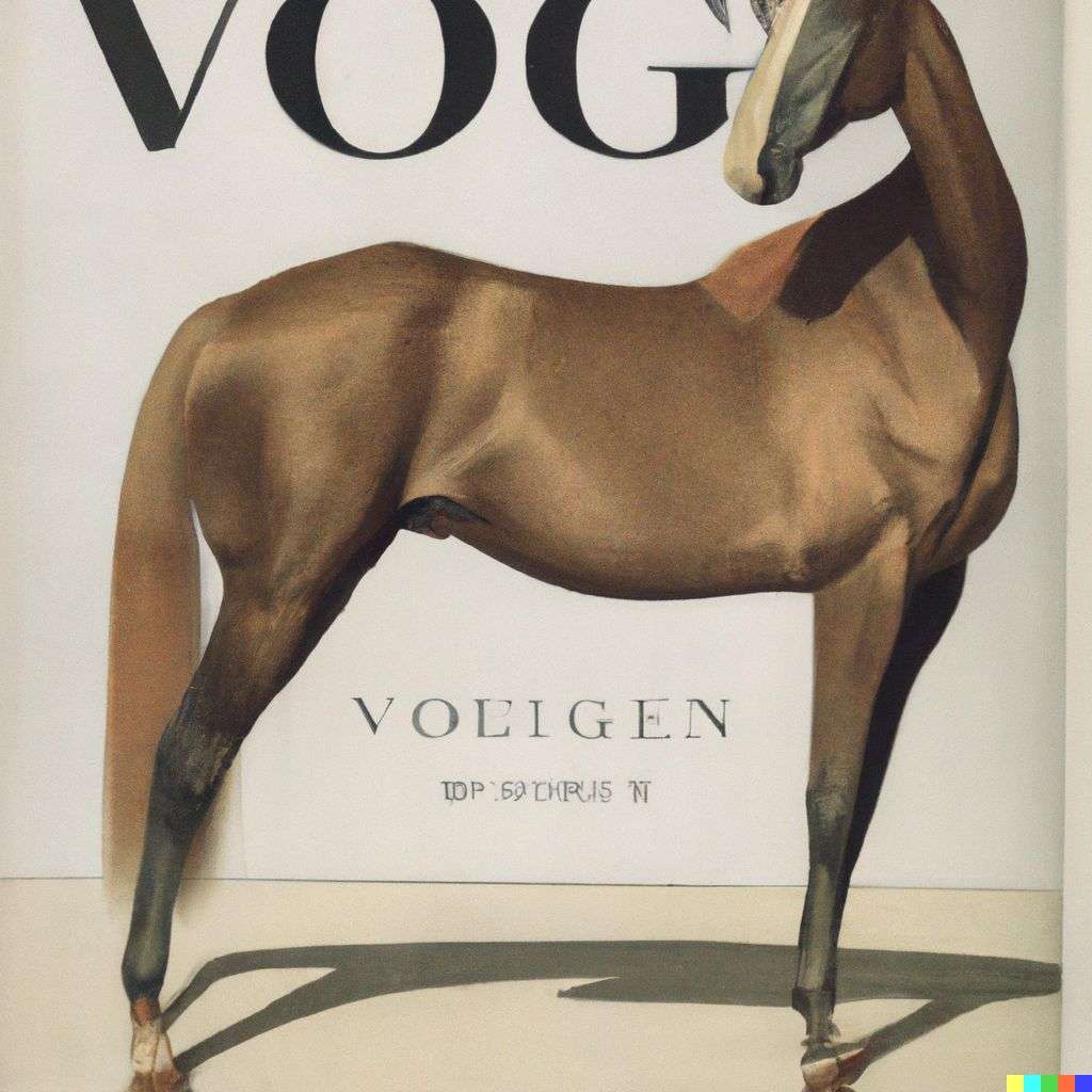 a horse, front cover of Vogue, 1930